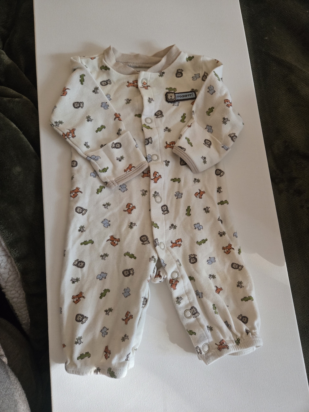 Carter's White One-Piece with Multicolor Animal Print